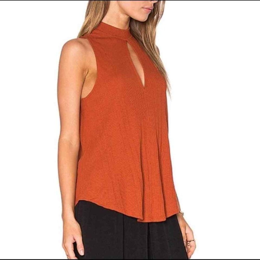 Free People Orange Faye Mockneck Tank Top Medium
